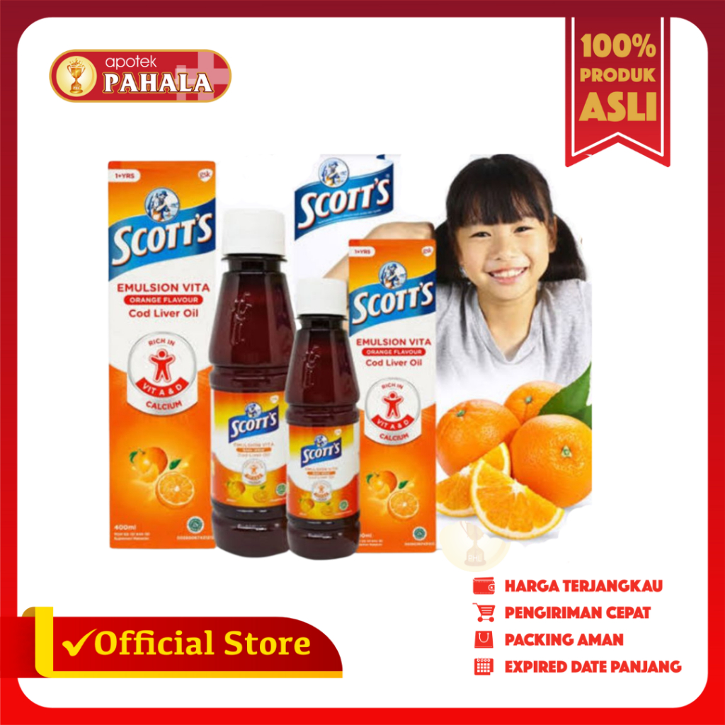 Scott's Emulsion Vita Original I Vitamin dengan Omega 3, Vitamin A & D + Kalsium