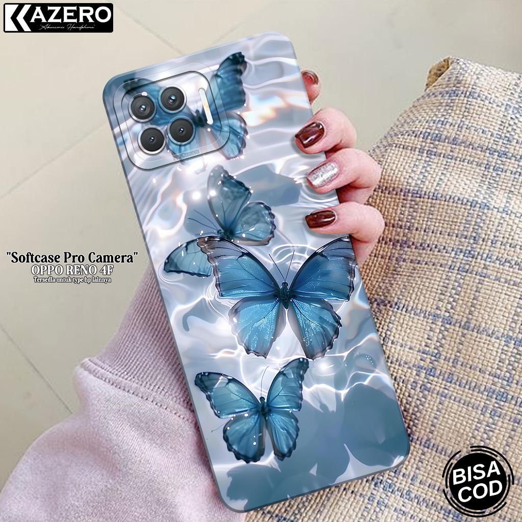 Softcase Pro Camera OPPO RENO 4F - Fashion Case Kupu Kupu - Case OPPO RENO 4F Terbaru - Casing OPPO 