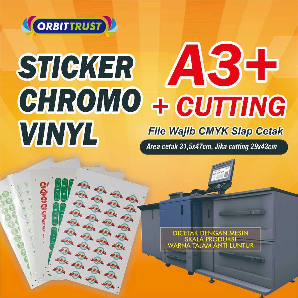 

CETAK STIKER CUTTING A3+ BAHAN VINYL TRANSPARANT/ VINYL SUSU / BONTAX KROMO - 1 HARI JADI