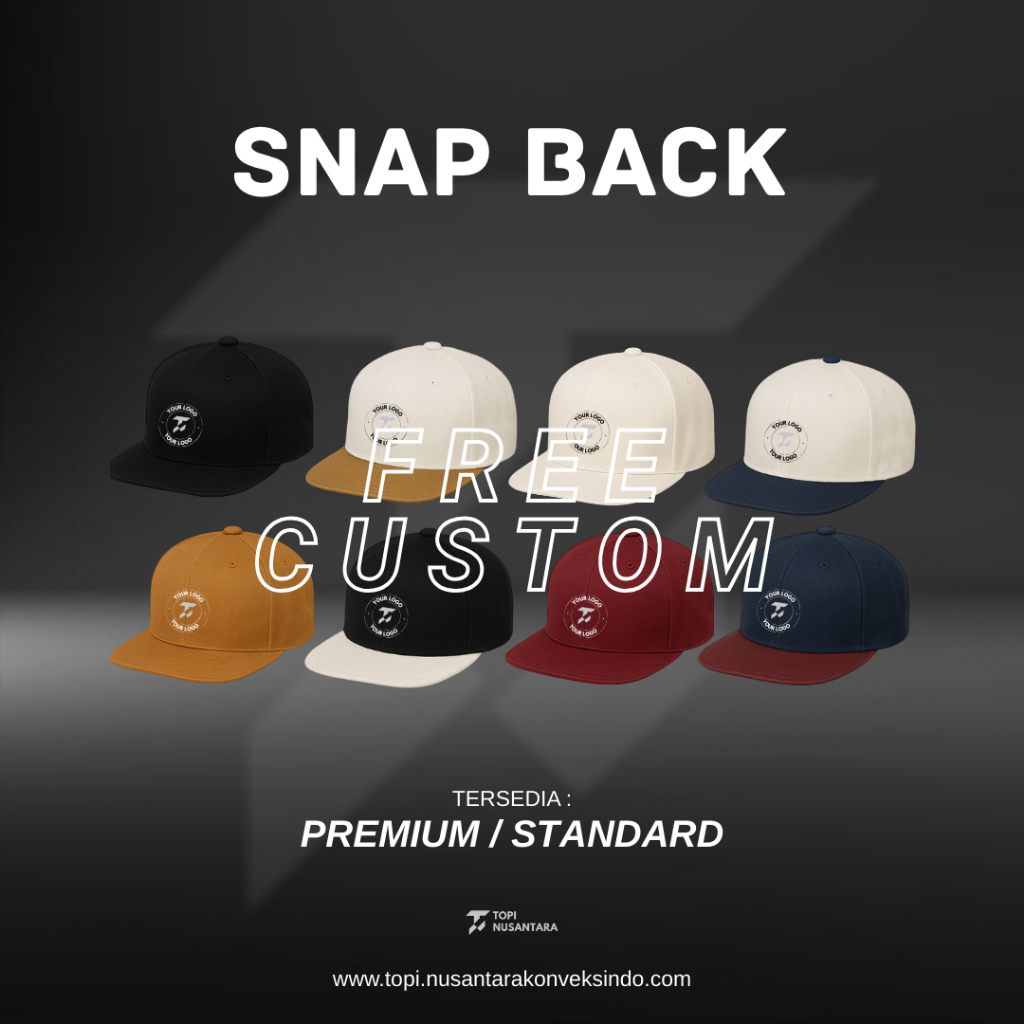 Premium Standar Topi Snapback | Snapback hat | Topi Polos | Topi Custom