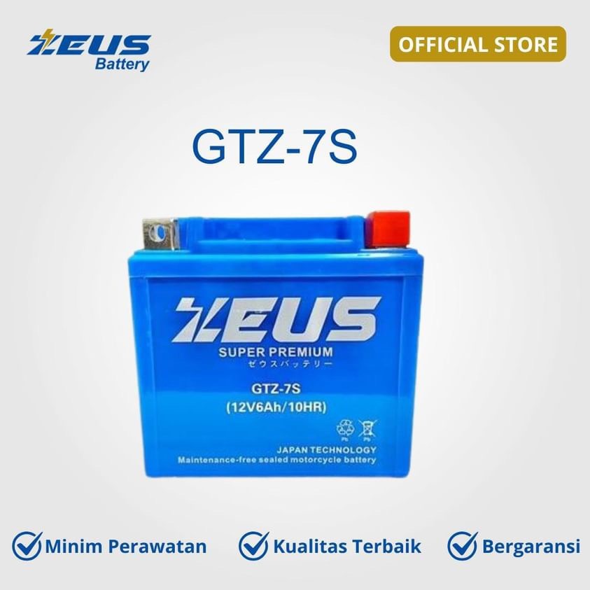 Aki Motor Honda Vario 125 / 150 Merek Zeus Battery GTZ7S MF Accu Kering Berkualitas