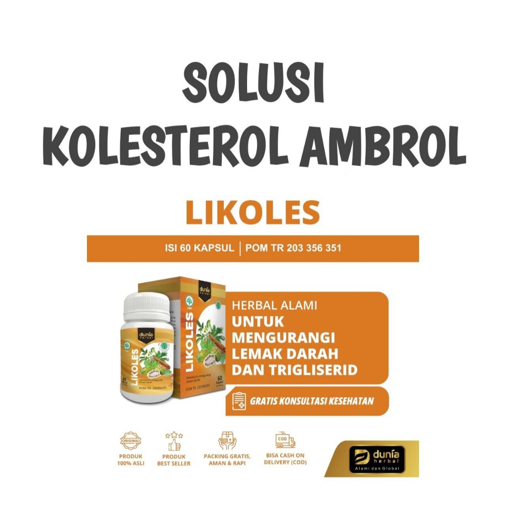 

Likoles Obat Herbal Kolesterol Trigliserida Hipertensi Kesemutan - CV Dunia Herbal