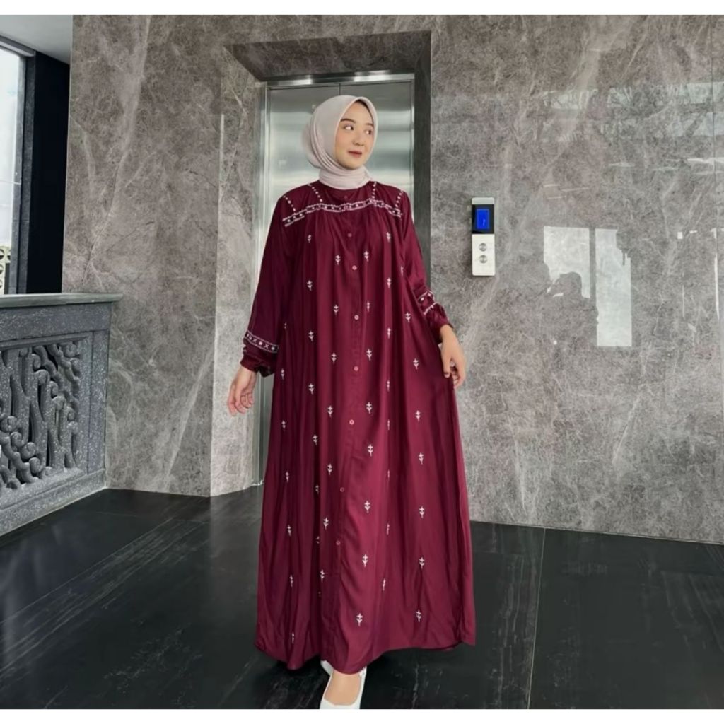 Azka Gamis Muslim Wanita Long Dress Bordir