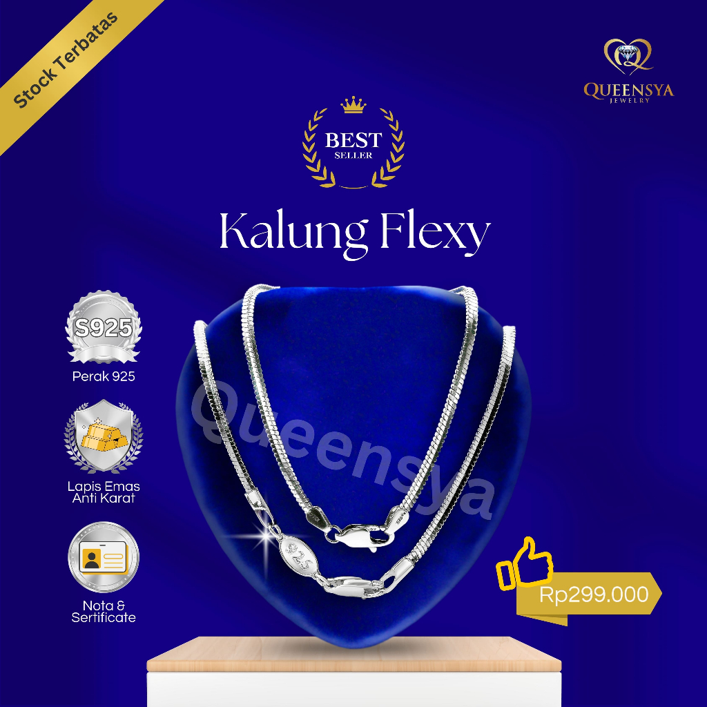 Kalung Perak - Kalung Perak Asli - Kalung Perak Pria - FLEXY - Queensya Silver