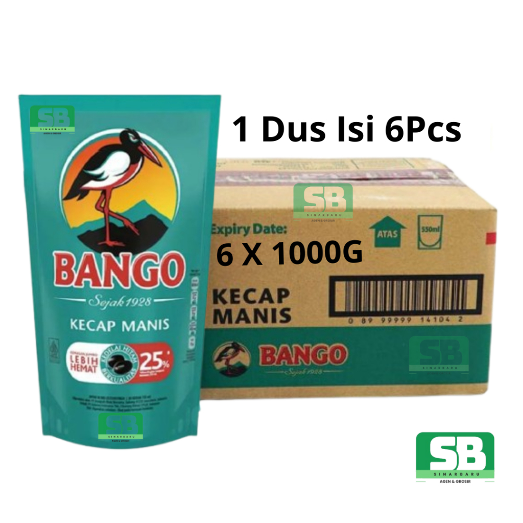 

Kecap Manis Bango Refill Pouce 950gr/1000gr 1 Dus Isi 6 Pcs