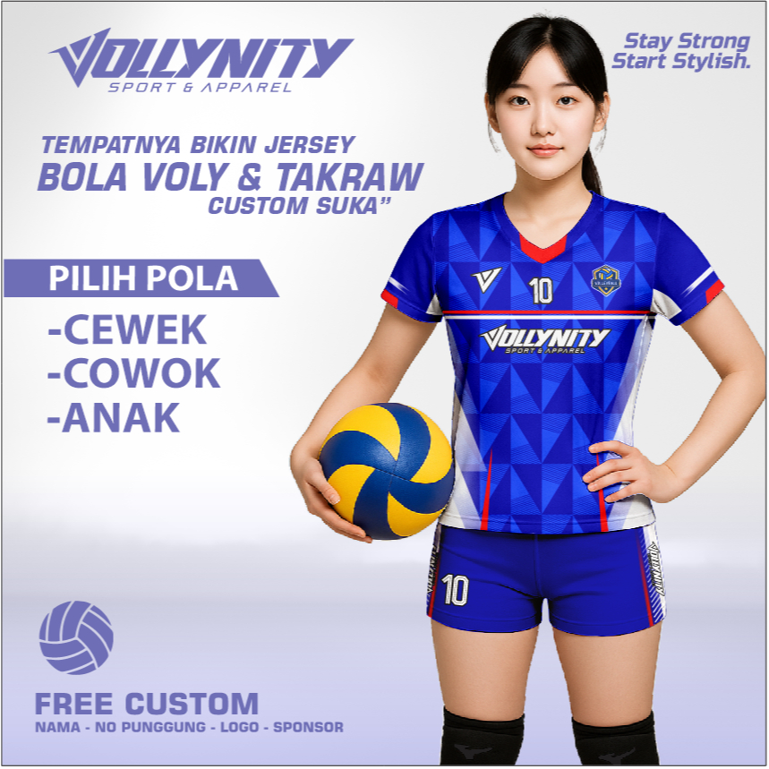 Vollynity  JERSEY VOLLY Premium COWOK CEWEK / jersy voli set printing celana lotto, custom nameset m