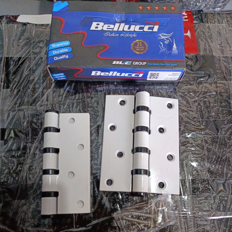 Engsel Bellucci 4" WH / Engsel Pintu Bellucci 4 inch PUTIH / Engsel Pintu Bellucci Putih / Engsel