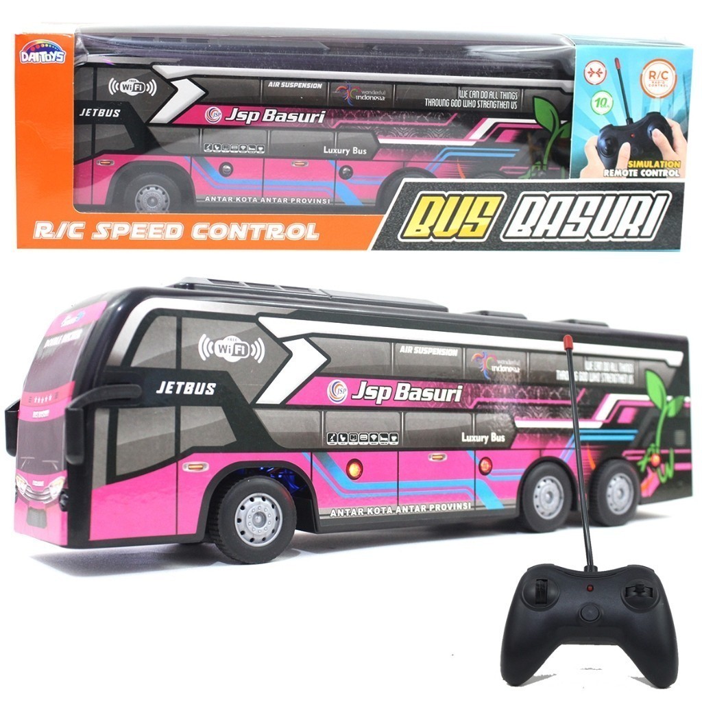 Mainan Mobil RC Bus Basuri Telolet DM 20 + Remot Baterai Cas Hadiah Anak Bis Basuri