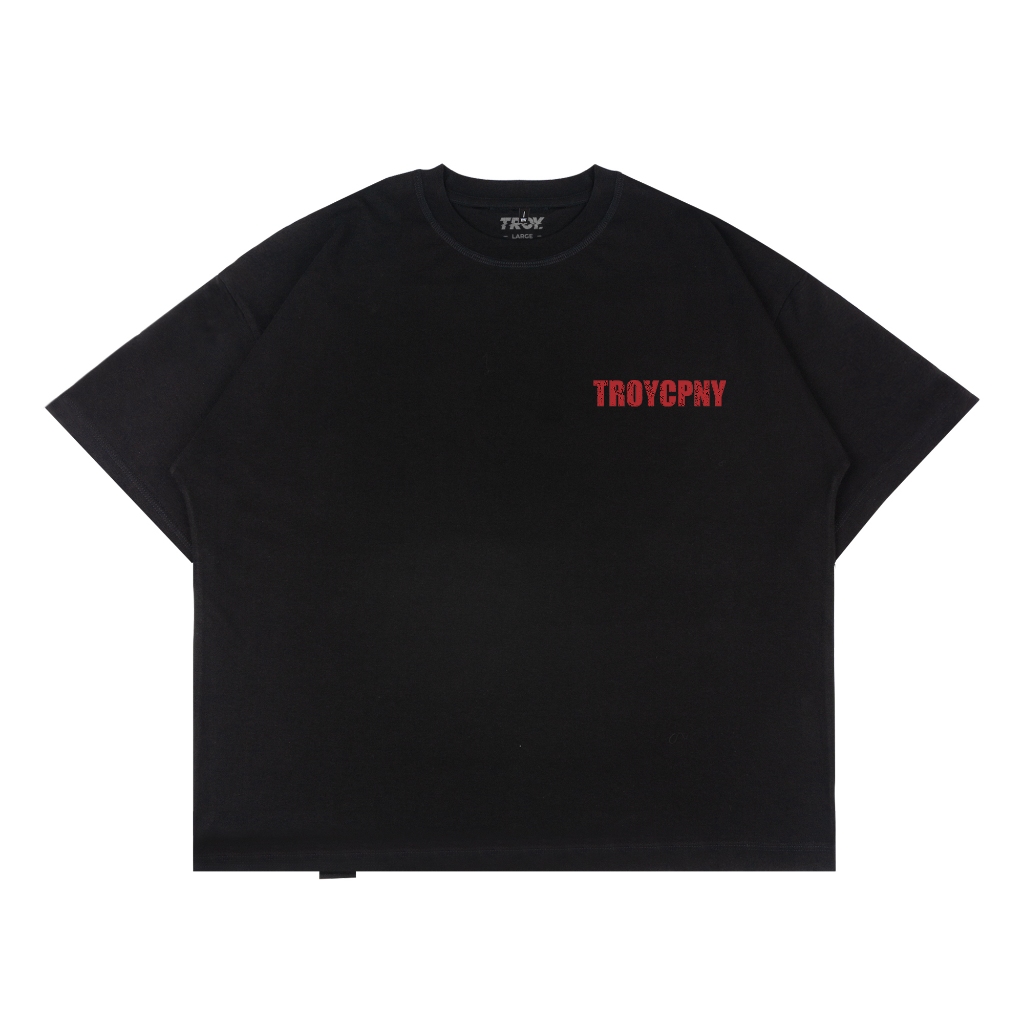 Troy Company Boxy Oversize Tshirt Black Lead - Kaos Boxy Oversize Hitam Lengan Pendek MBD 3107