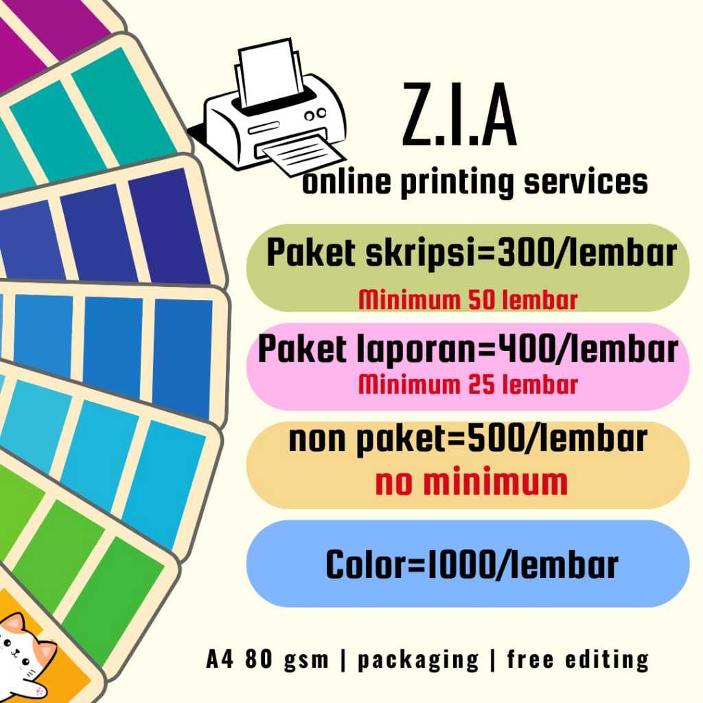 

jasa printing kertas A4 hitam putih dan warna (paket laporan)