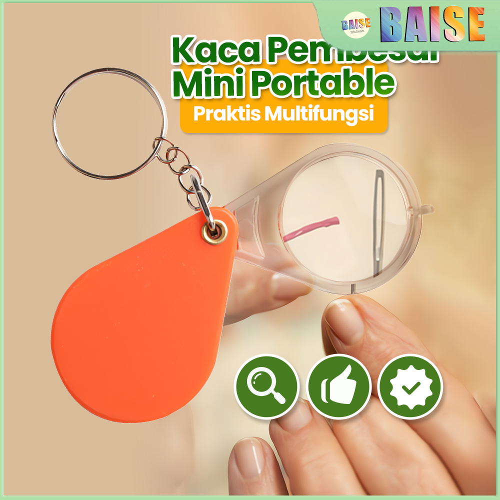 Kaca Pembesar Kaca Pembesar Lipat Portabel Gantungan Kunci HD Kaca Pembesar Mini Kecil