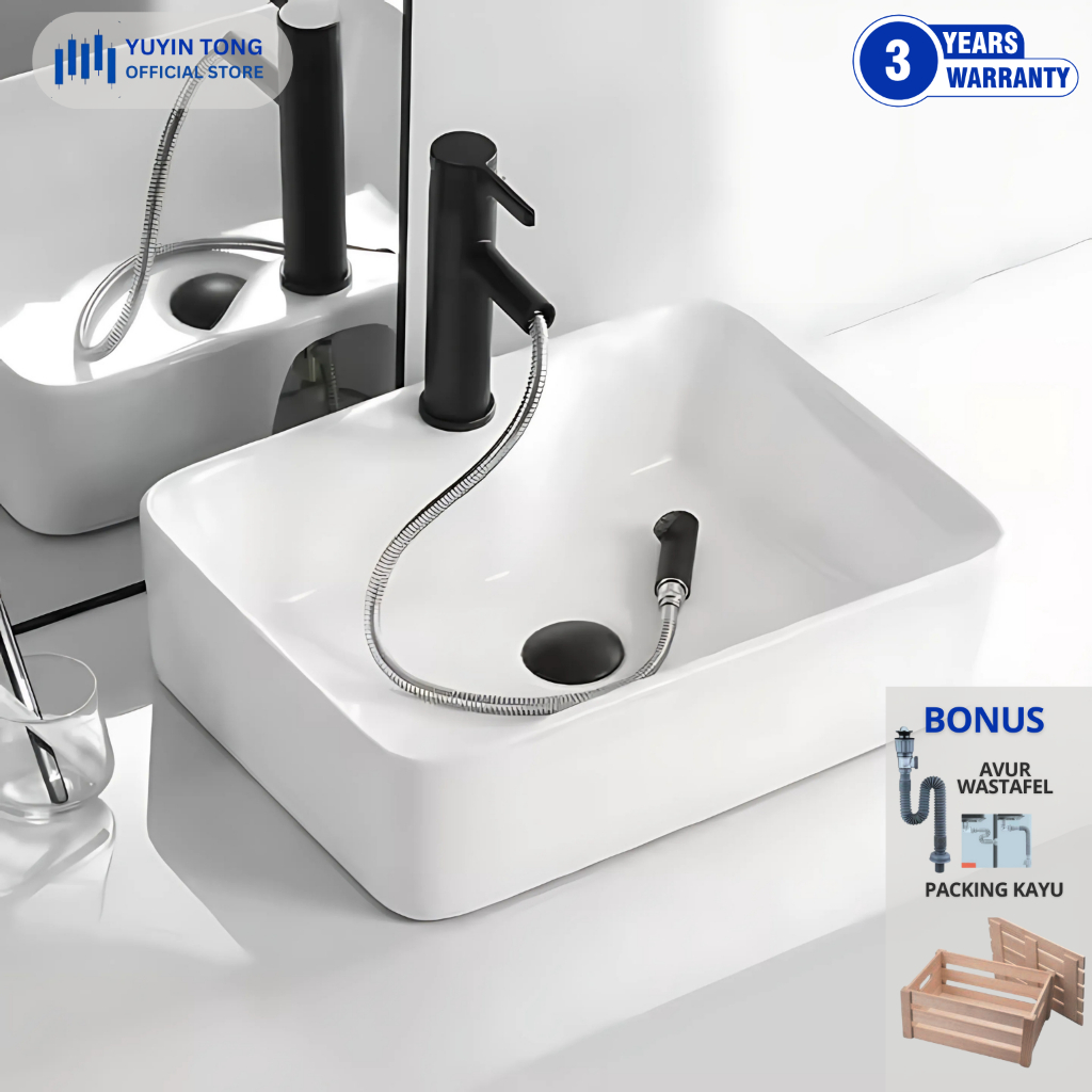 Wastafel set keramik washtafel kotak minimalis tempat cuci tangan