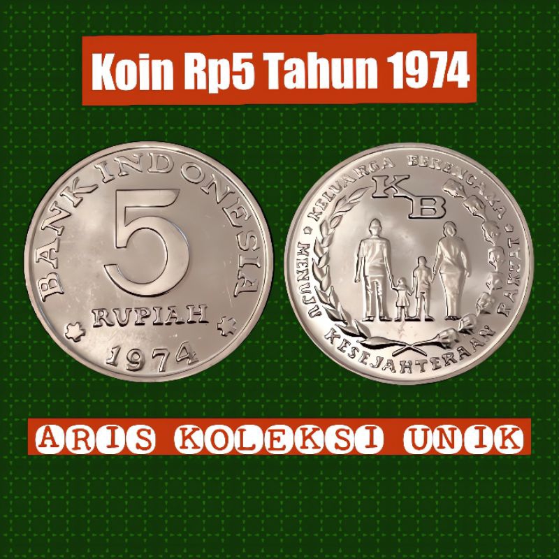 koin 5 rupiah kb besar tahun 1974
