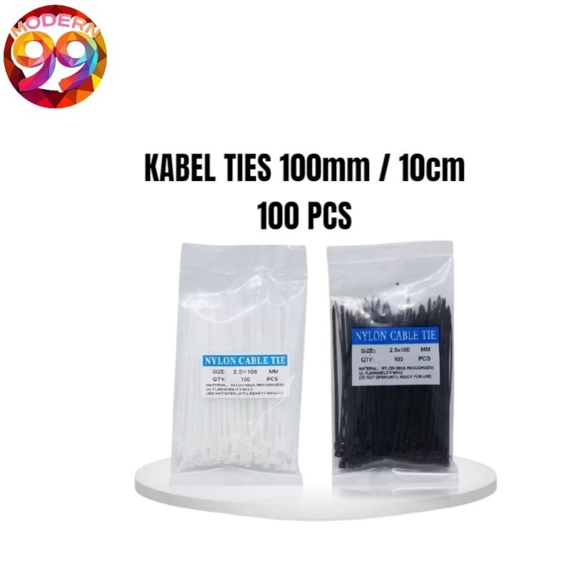 

Kabel Ties / Nylon Cable 2.5 / 1.9 x 100mm / 10cm isi 100 pcs | HITAM / PUTIH