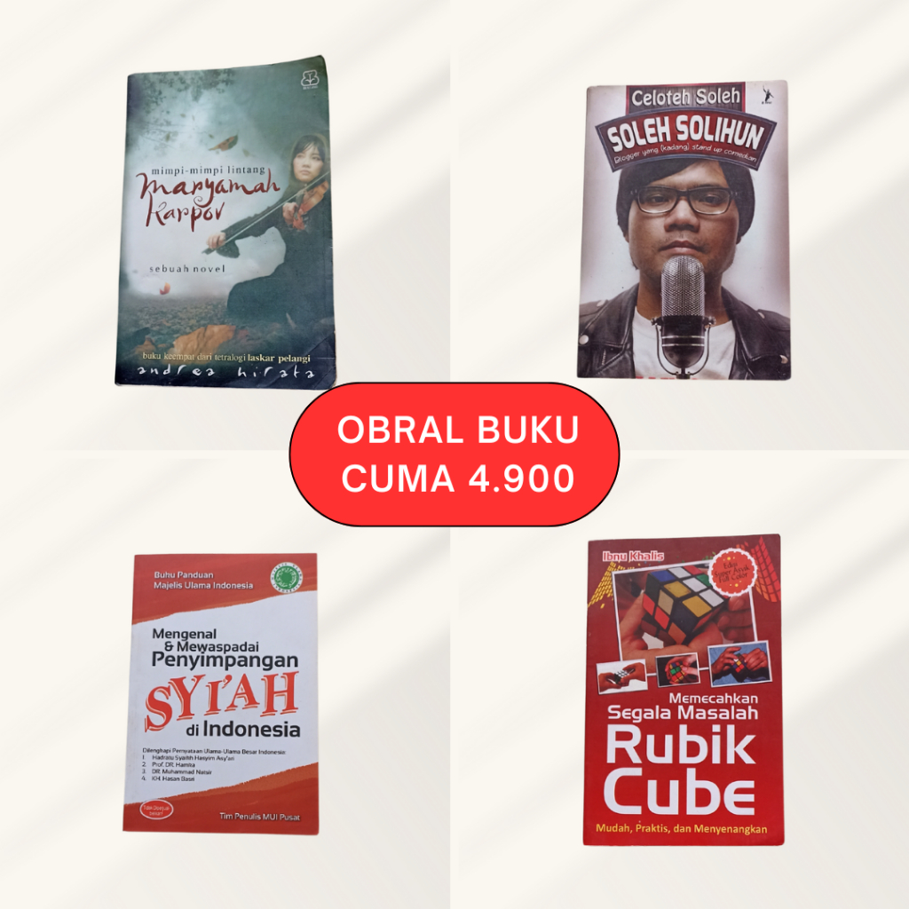 

(PRELOVED) Obral Buku Preloved Murah | Harga 4.900 | Novel, Islami, Rubik, dll | Buku Bekas | Kondisi 80% | Siap Baca