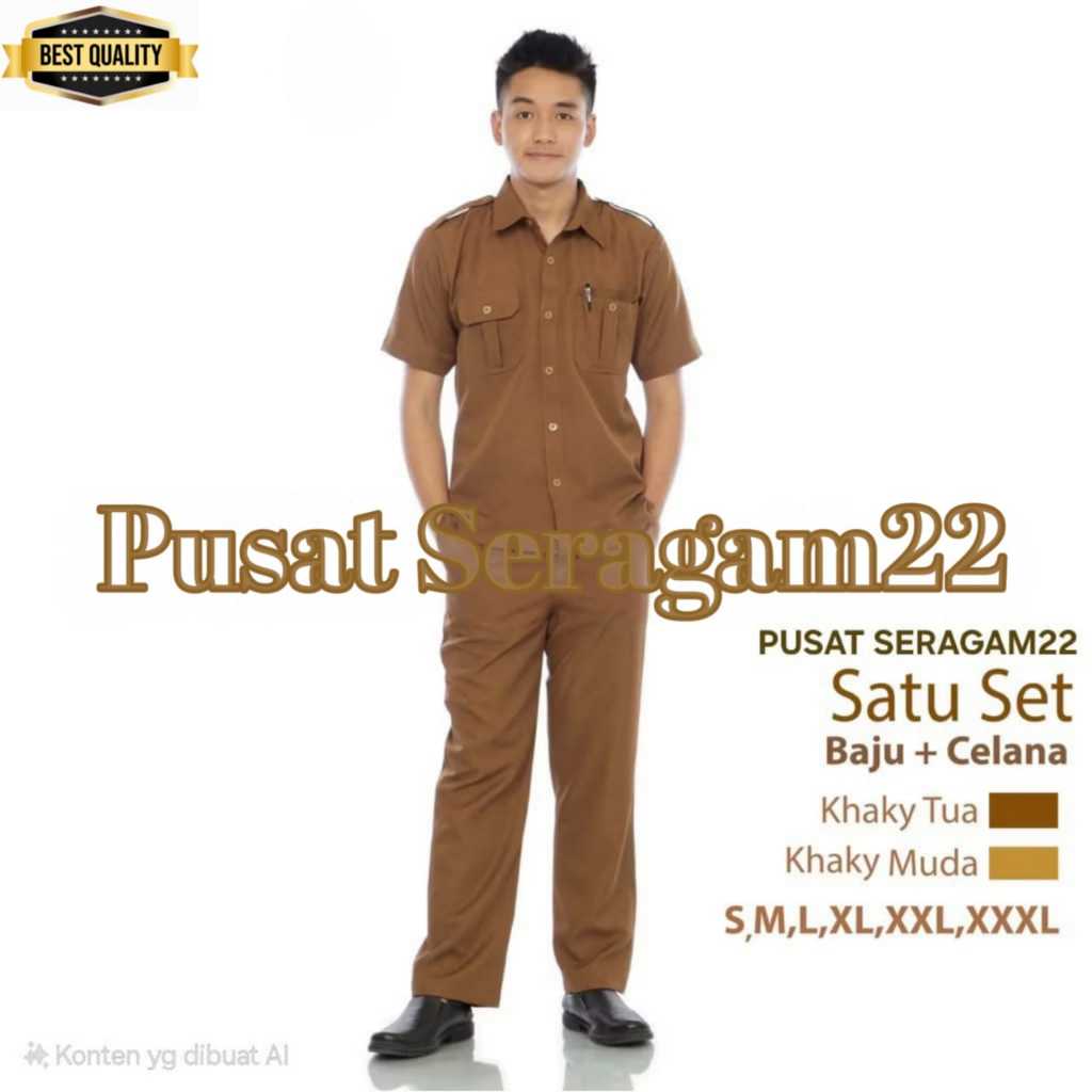 ORIGINAL SERAGAM PNS PRIA BAJU DINAS PEMDA BAJU PNS KHAKI TUA BAJU PEMDA PRIA SERAGAM GURU SERAGAM