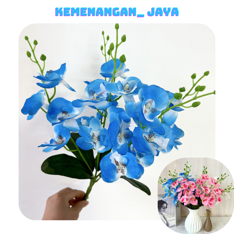 Bunga Anggrek Palsu Plastik Artificial Dekorasi Bulan Latex Rimbun BG50