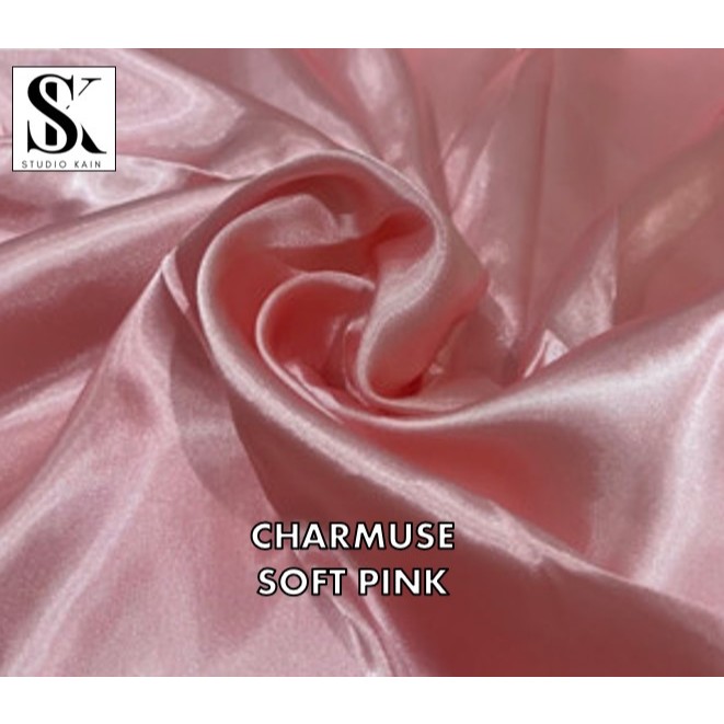 ½ meter (50 cm) Soft Pink Peach Satin Silk Charmuse Premium Dress Hijab Bridesmaid