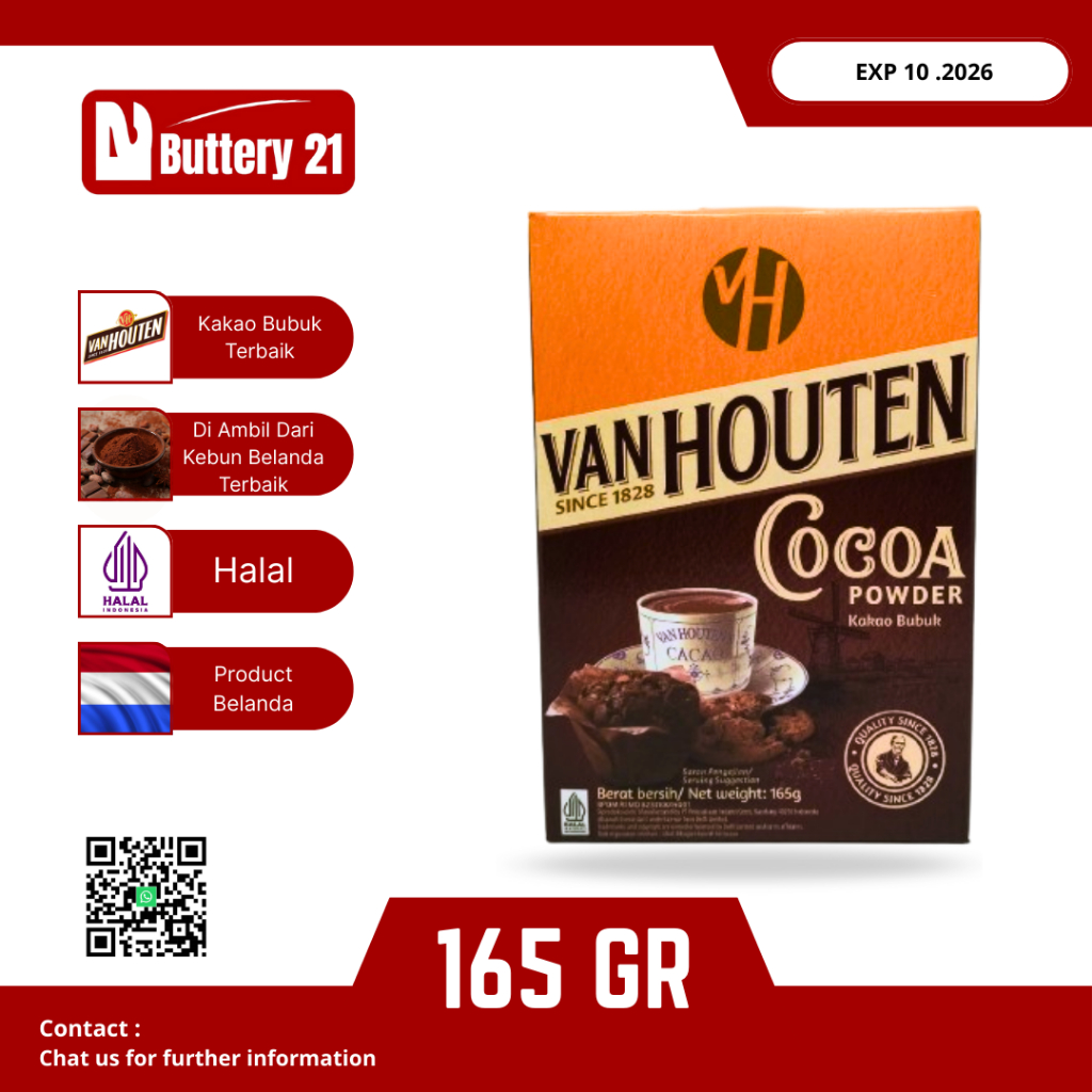 

VAN HOUTEN VANHOUTEN COCOA POWDER 165 GR/VANHOUTEN POWDER/COKELAT BUBUK