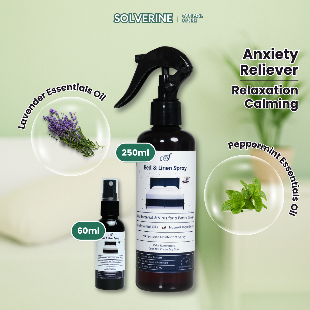 Solverine Bed Linen Spray Anti Bacterial Anxiety Reliever | Parfume Spray Serbaguna