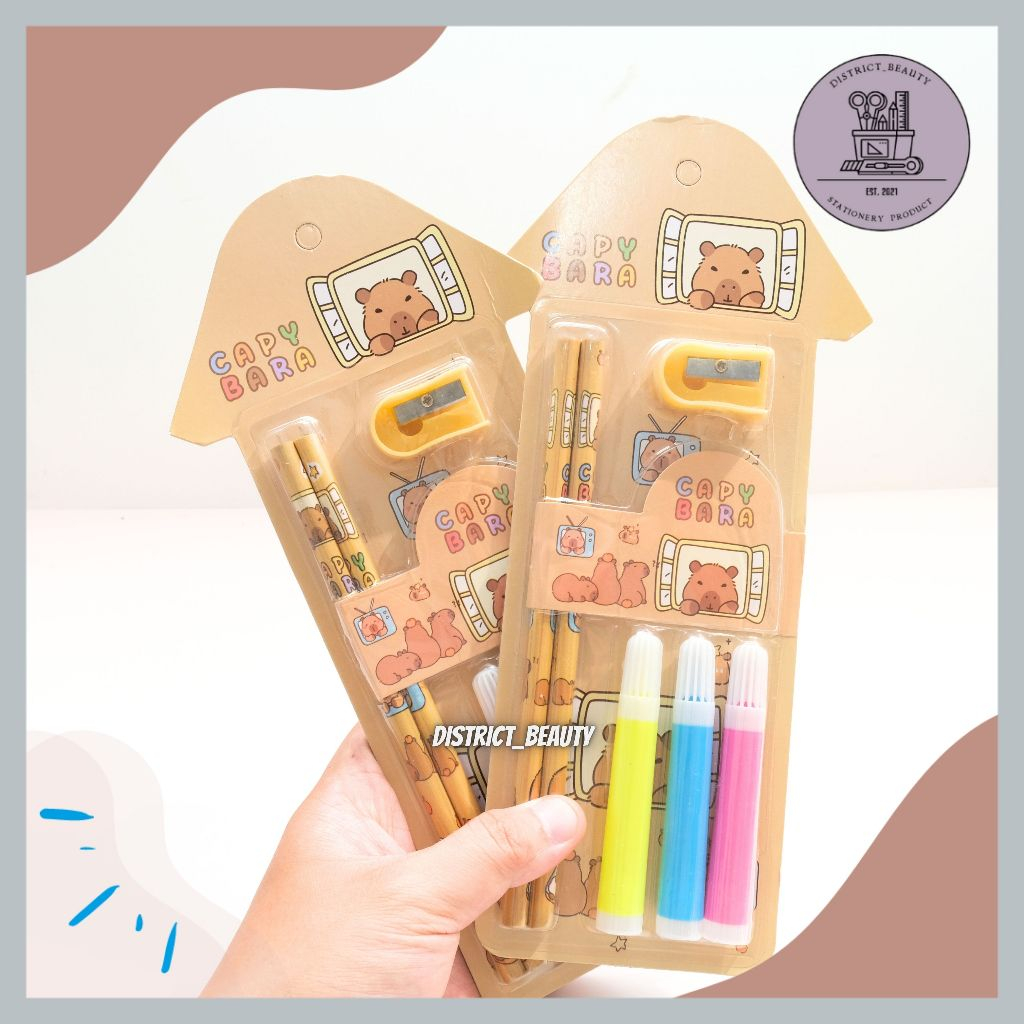 

PAKET ALAT TULIS XIMI SEGITIGA 6 IN 1 PAKET ALAT TULIS CAPYBARA KAPIBARA SET ALAT TULIS CAPYBARA LUCU TERMURAH DISTRICT BEAUTY