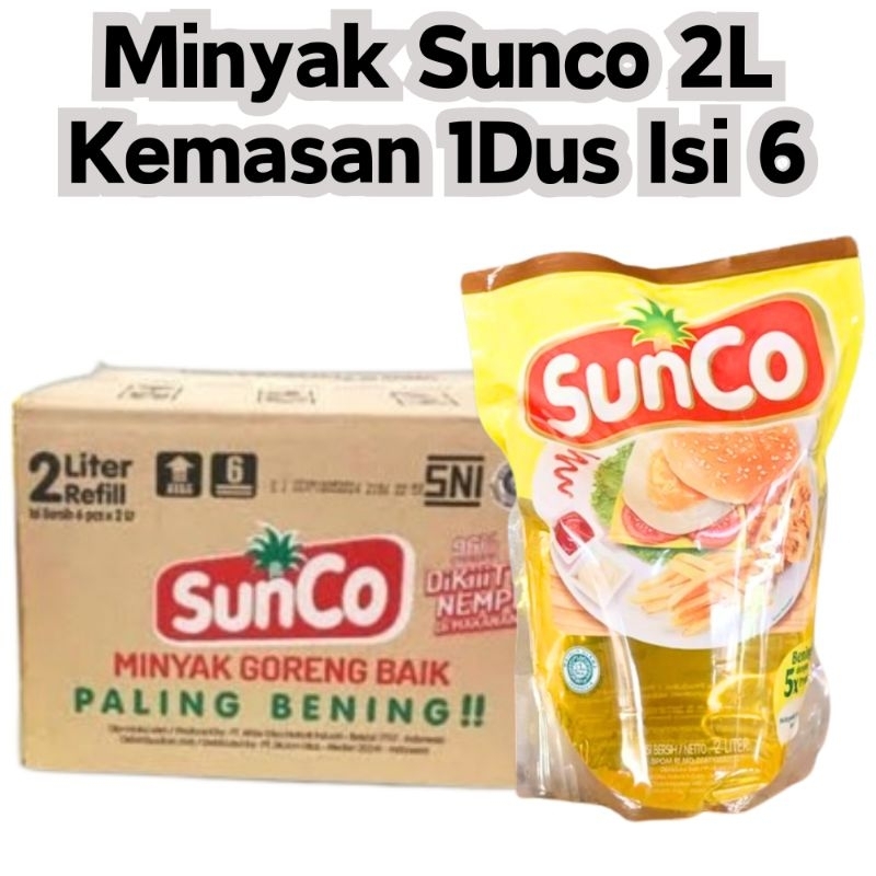 

( JATIM ) Minyak goreng sunco 2 literan isi 6 pcs kartonan