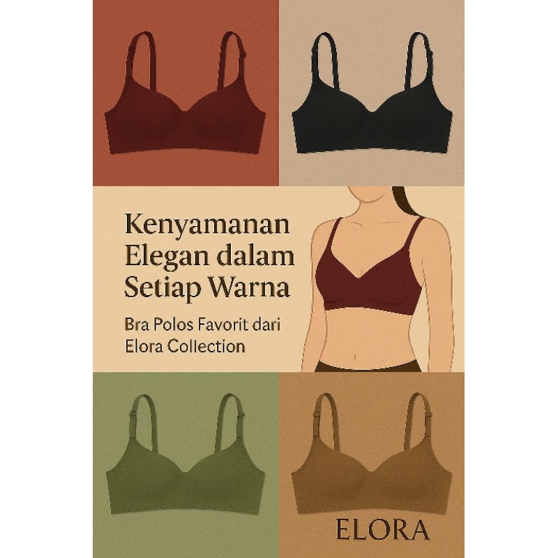 Paket 3 pcs bra BH wanita polos tanpa kawat tanpa busa