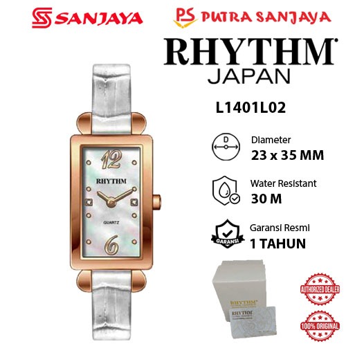 Jam Tangan Wanita RHYTHM L1401L02 Original Garansi Resmi 1  tahun Leather Strap