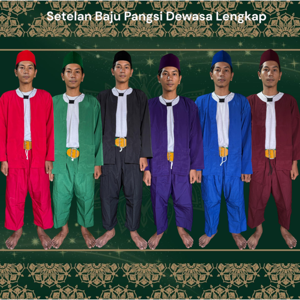 Baju Pangsi Dewasa( Setelan Peci Sabuk )Baju Pangsi Dewasa Baju Pangsi Betawi Baju Adat Pakaian Adat