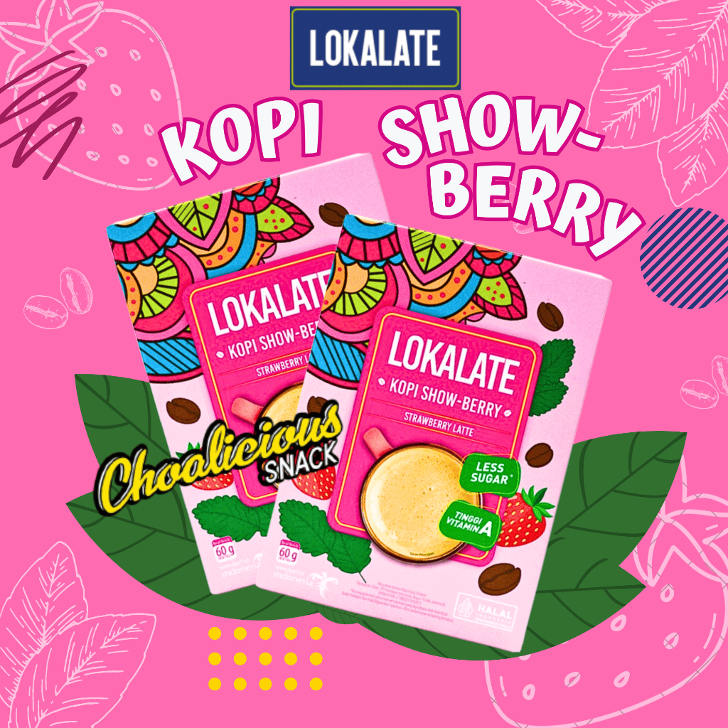 

LOKALATE Kopi Showberry - Kopi Stroberi - Strawberry Latte Minuman Bubuk Kopi @15 gram
