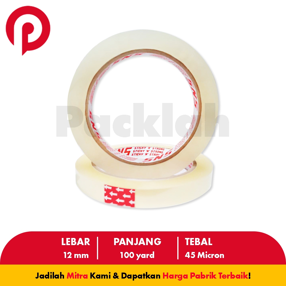 

Solasi / Isolasi / Solatip/ Lakban 1/2 INCH (12 mm) 100 Yard SNS (PackLah)
