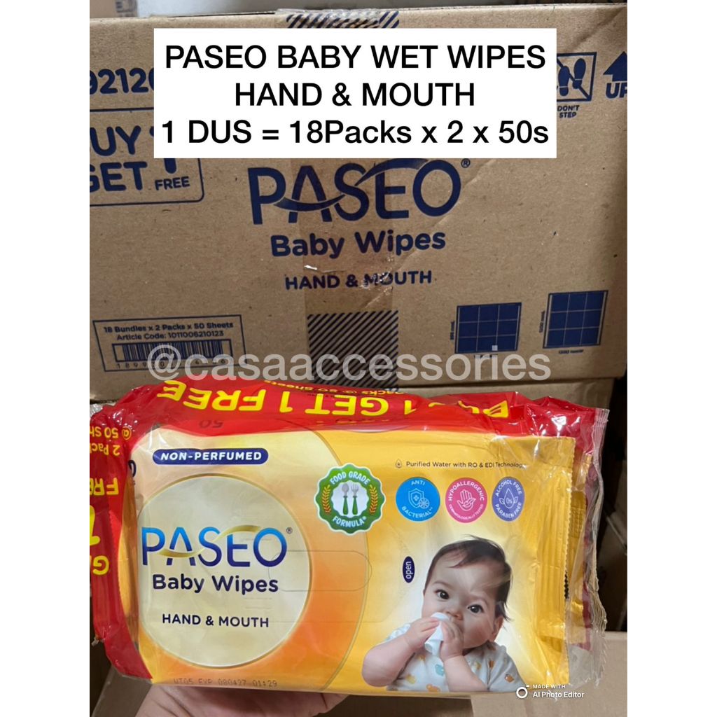 Tissue Basah Paseo Baby Wipes 100 Sheets - 1 DUS Isi 18 Pack / Paseo Baby Wet Wipes 100 Sheets /