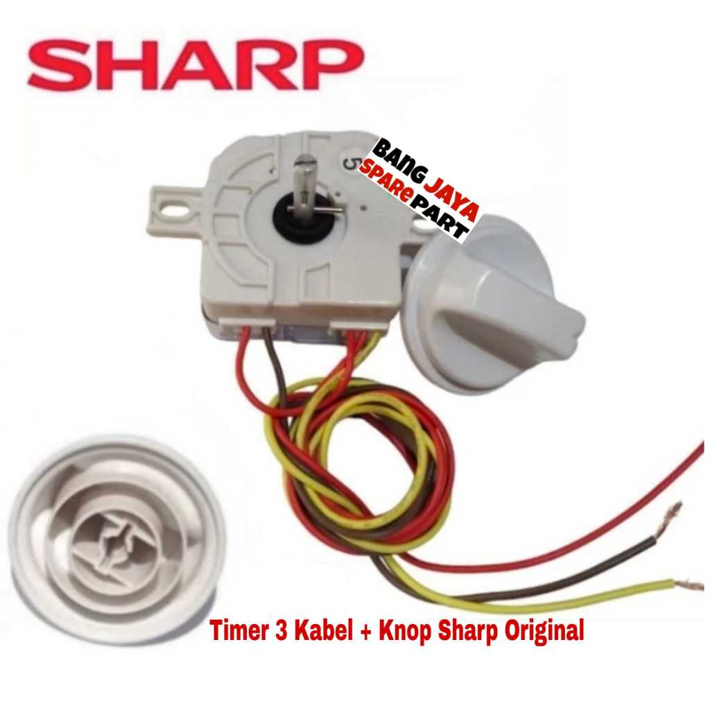 ES-T95 1 SET Timer Mesin Cuci 3 Kabel + Knop Putaran Timer Mesin Cuci Sharp 2 Tabung