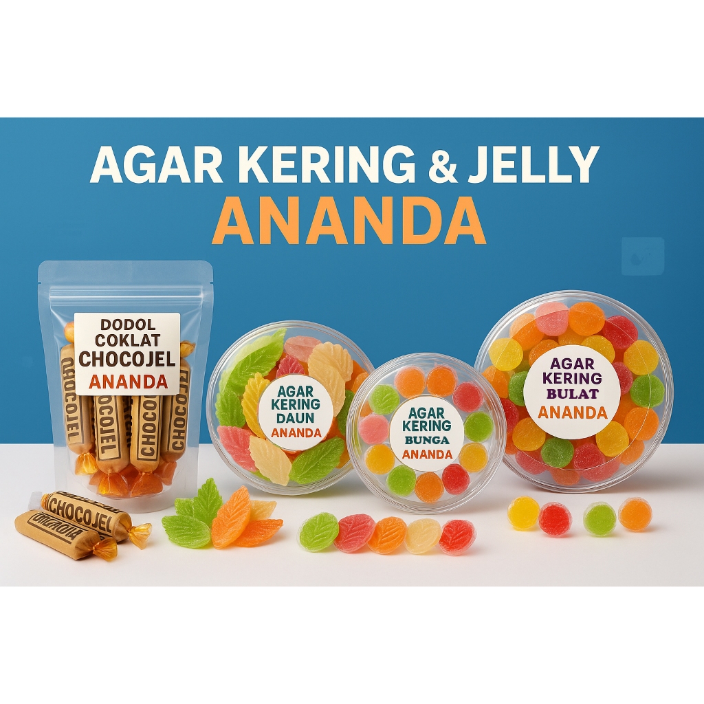 

Manisan Agar Jelly premen Ananda – Camilan Agar-Agar kering fox Kenyal Anak & Dewasa Dodol Chocojel, Dodol Jely, Agar Kering Daun, Agar Kering Bunga, Agar Kering Bulat