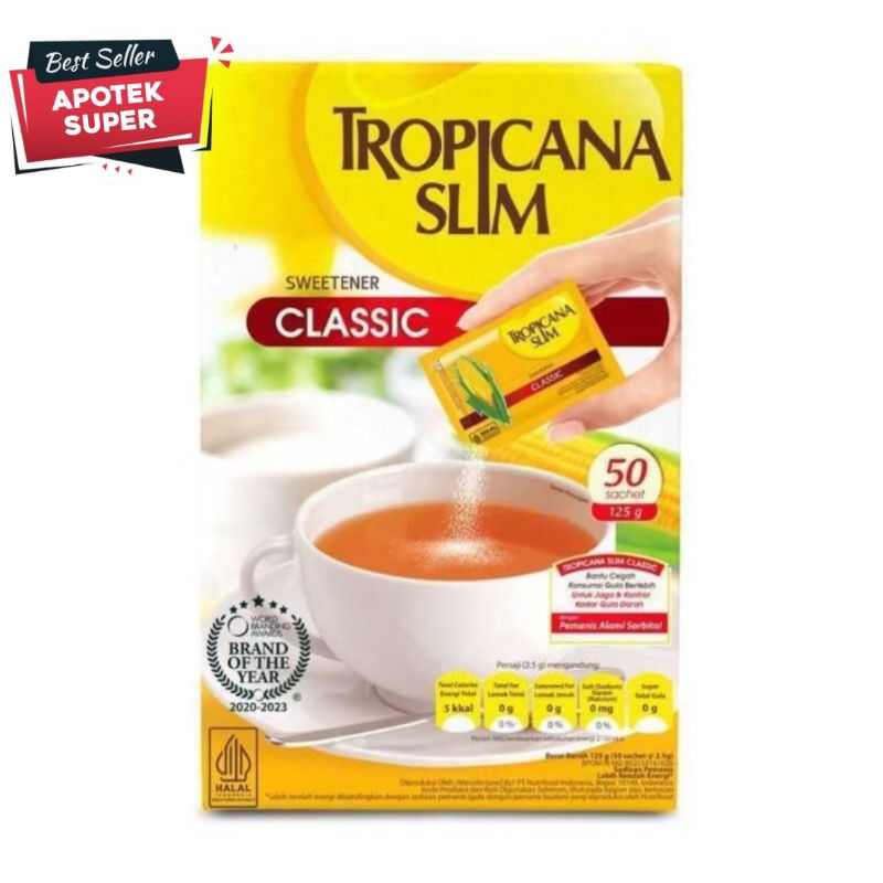 

Gula Tropicana Slim Sweetener Classic 25/50/100 Sachet Gula Diet Rendah Kalori (OK)