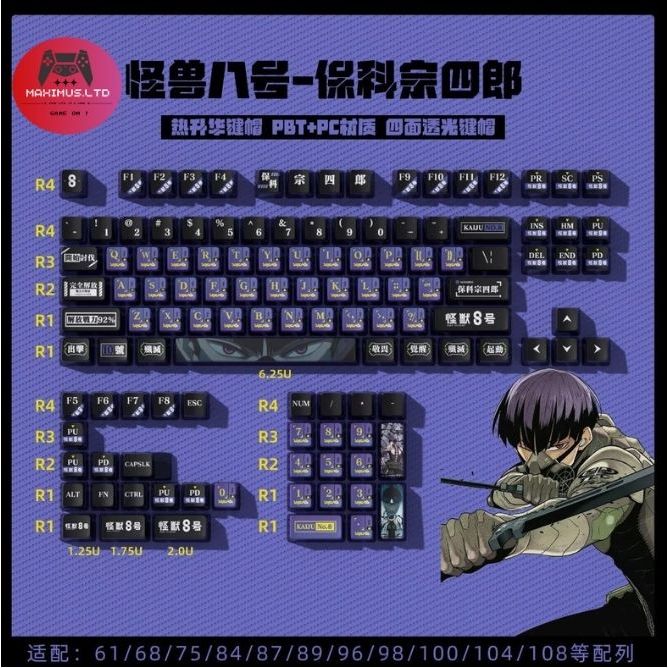 Monster 8/Kaiju no.8/Kaiju 8 - OEM Keycaps(Keycap) Transparent Pudding PBT Keycap OEM Profile