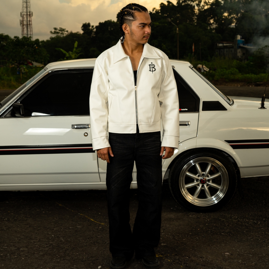 NEW PRODUCT BOZRVK - LEATHER JAKET - JAKET KULIT PRIA BOXY CUT LEAD WELL WHITE BONE