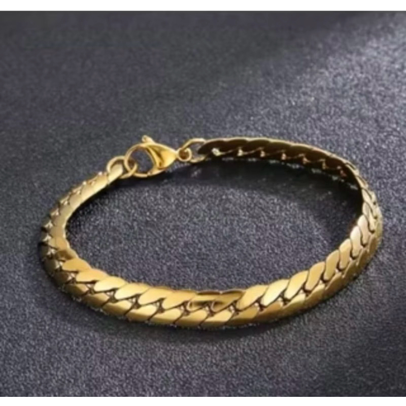 gelang titanium silver dan gold model sisik naga polos untuk pria dan wanita