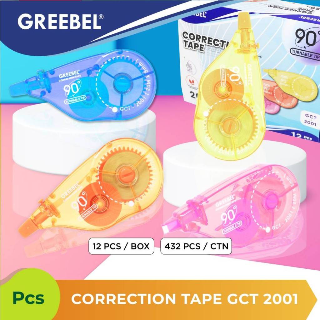 

[PAPERANDPLAY] GREEBEL CORRECTION TAPE GCT-2001 | Tip Ex Kertas Roll Pita / Koreksi Pulpen