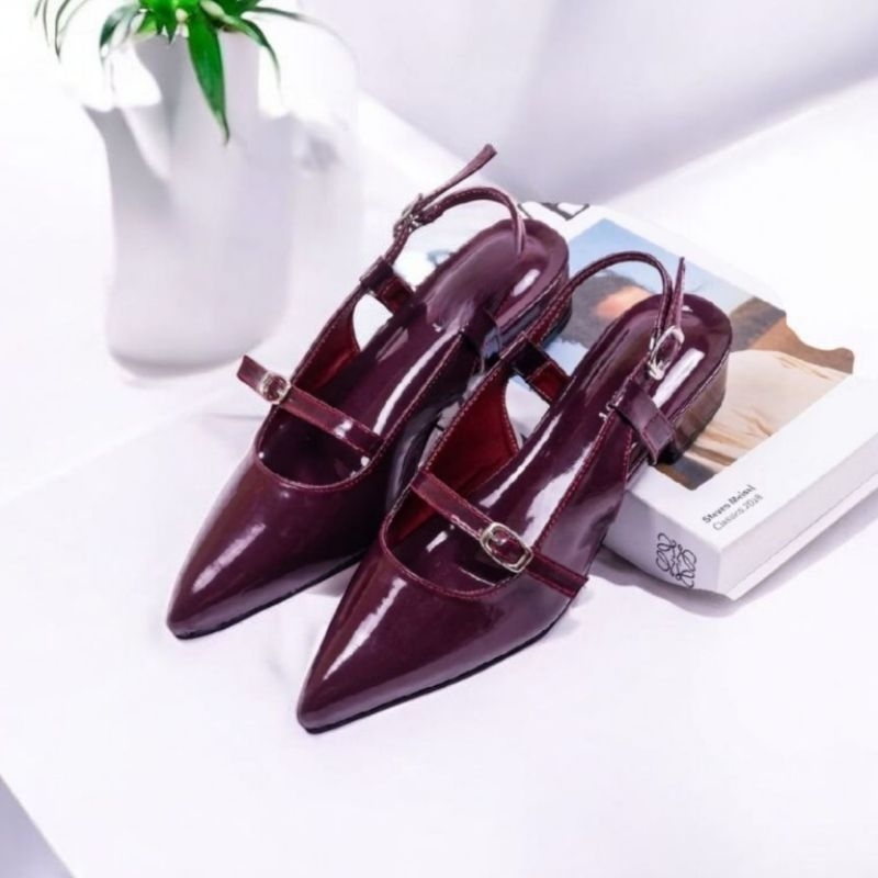 sandal heels hak 3 cm wanita kekinian kondangan wisuda