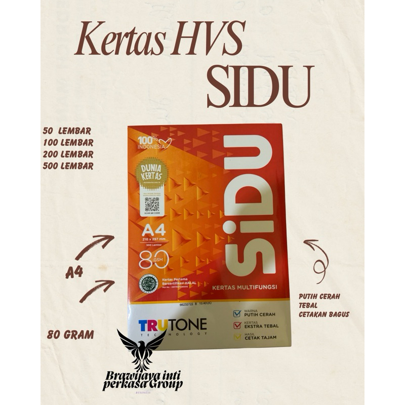 

Kertas HVS A4 Sidu 80 gsm Ecer