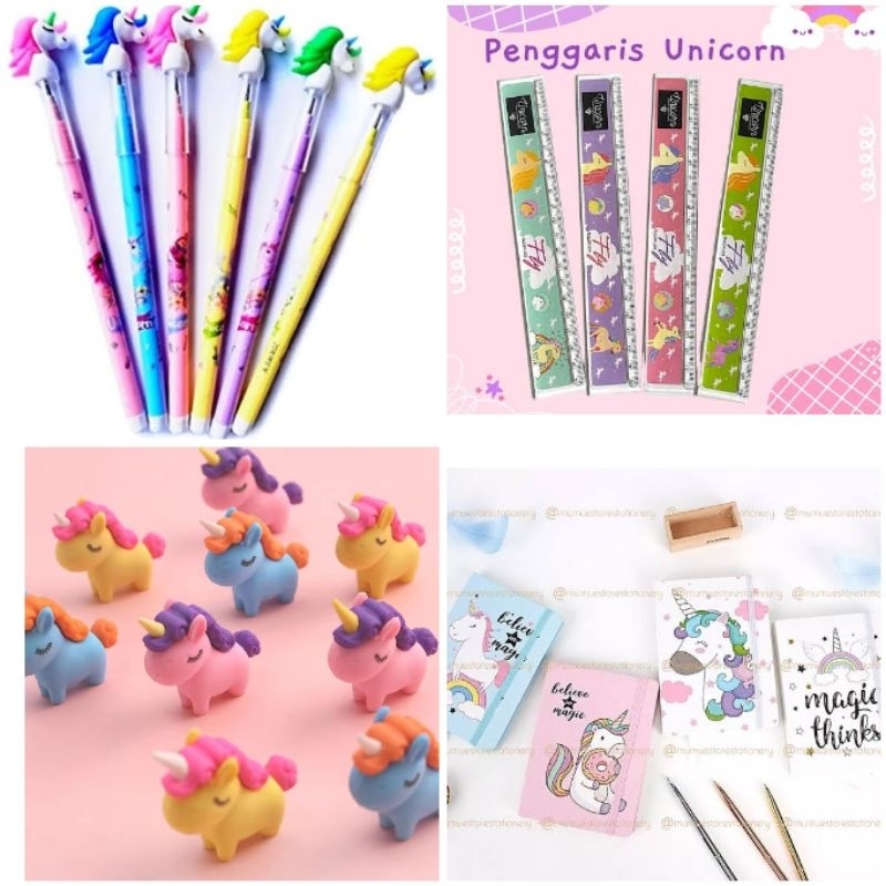 

Unicorn Set Stationary - Pencil + Penggaris + Penghapus + Note + Dompet Perlengkapam Sekolah Anak
