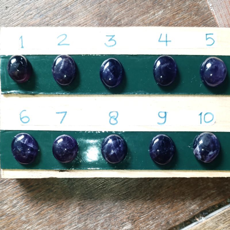 LS 48 Batu Amethyst Kecubung Ungu Pekat Dim 17-18 mm untuk mata cincin liontin dll