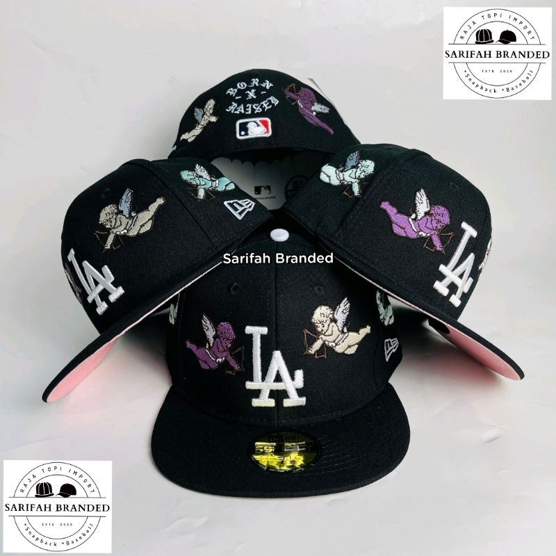 Topi Build Up Born x Raised Edisi Cherub Colabs MLB Super AA+ Import - Topi Fitted LA, NY, Boston Bo