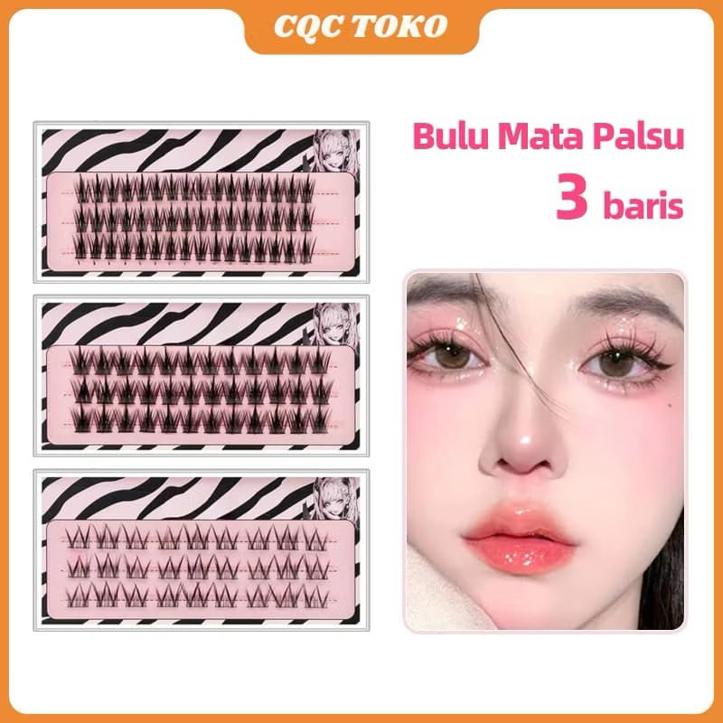 3 Baris Bulu Mata Palsu Premium Tanam Natural Eyelash Extension