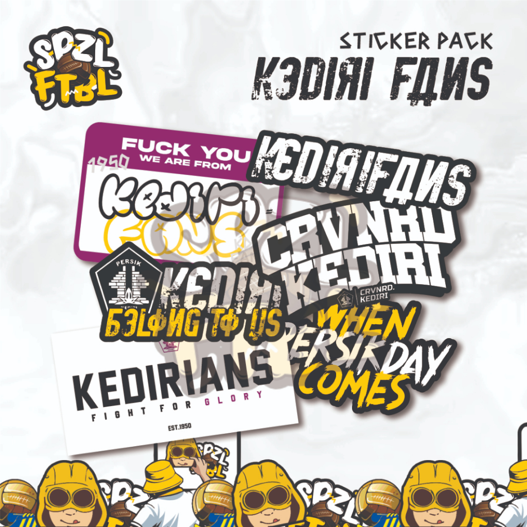 

Sticker Pack KEDIRI FANS V.1 SPEZIAL FOOTBALL - STIKER BAND LOKAL, STIKER HELM, LAPTOP,TUMBLER DLL