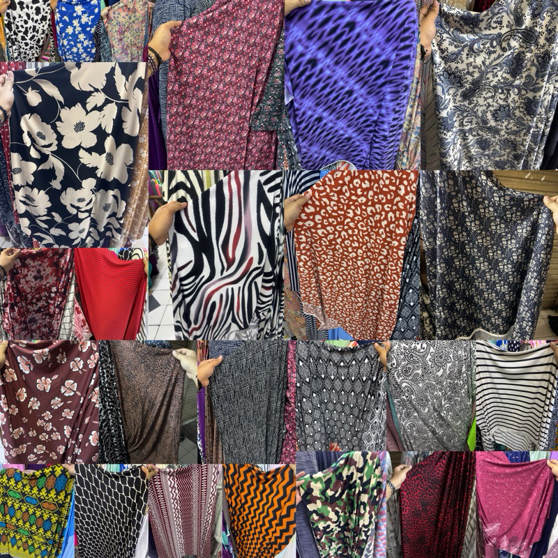 Bahan Jersey Spandek Motif Bunga Premium / Kain Spandex Jersey Jersi Motip Premium