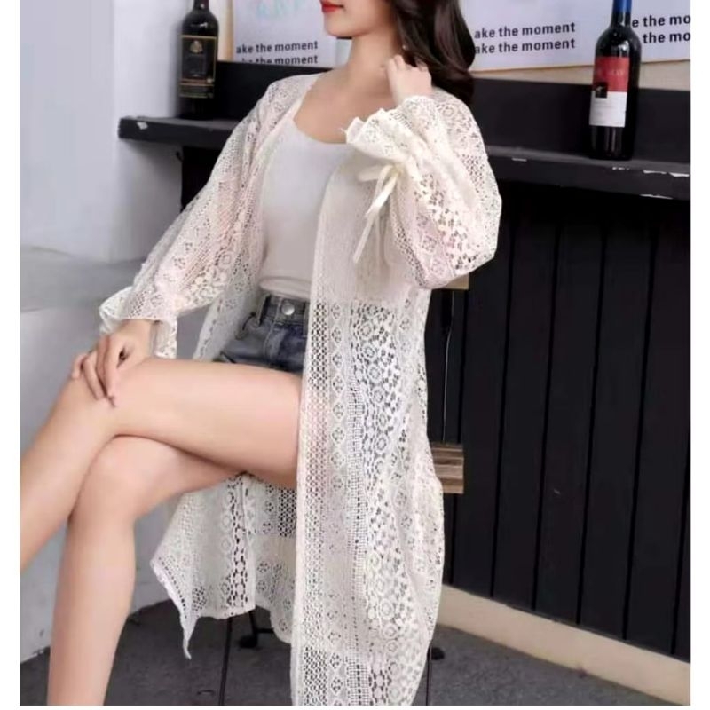 keenanoutfit Long Outer Cardigan/Busana Pantai Cardigan Burkat Lengan Panjang