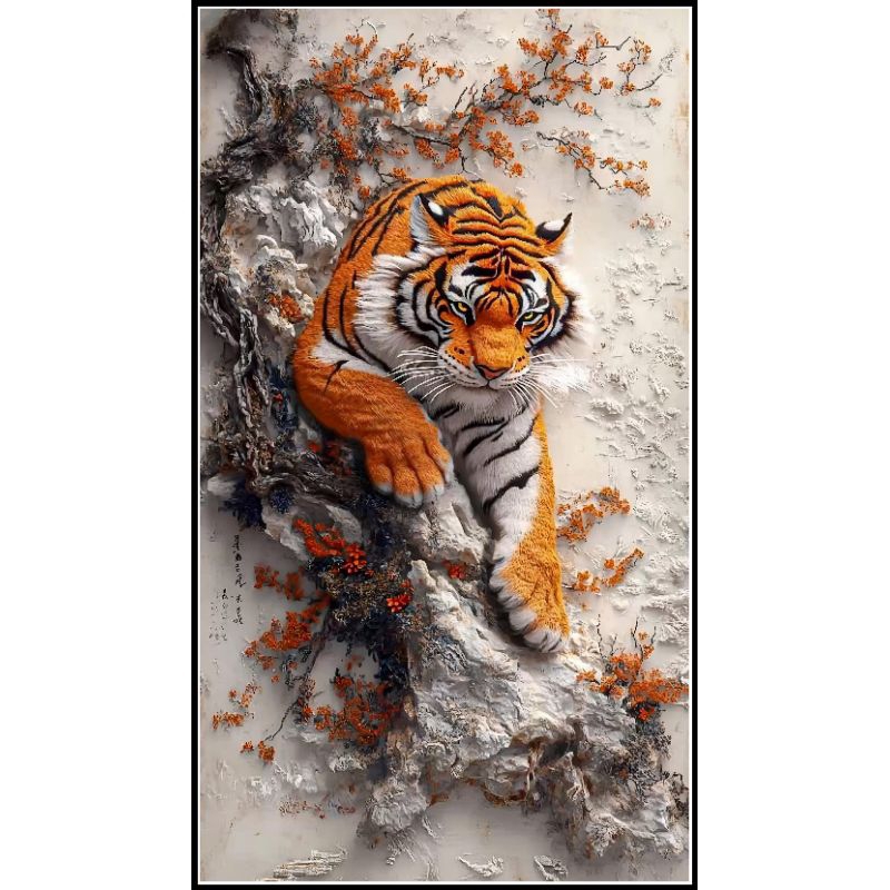 cetak poster Lukisan dinding MACAN HARIMAU 3D seperti hidup dekorasi rumah ruangan tamu kamar tidur