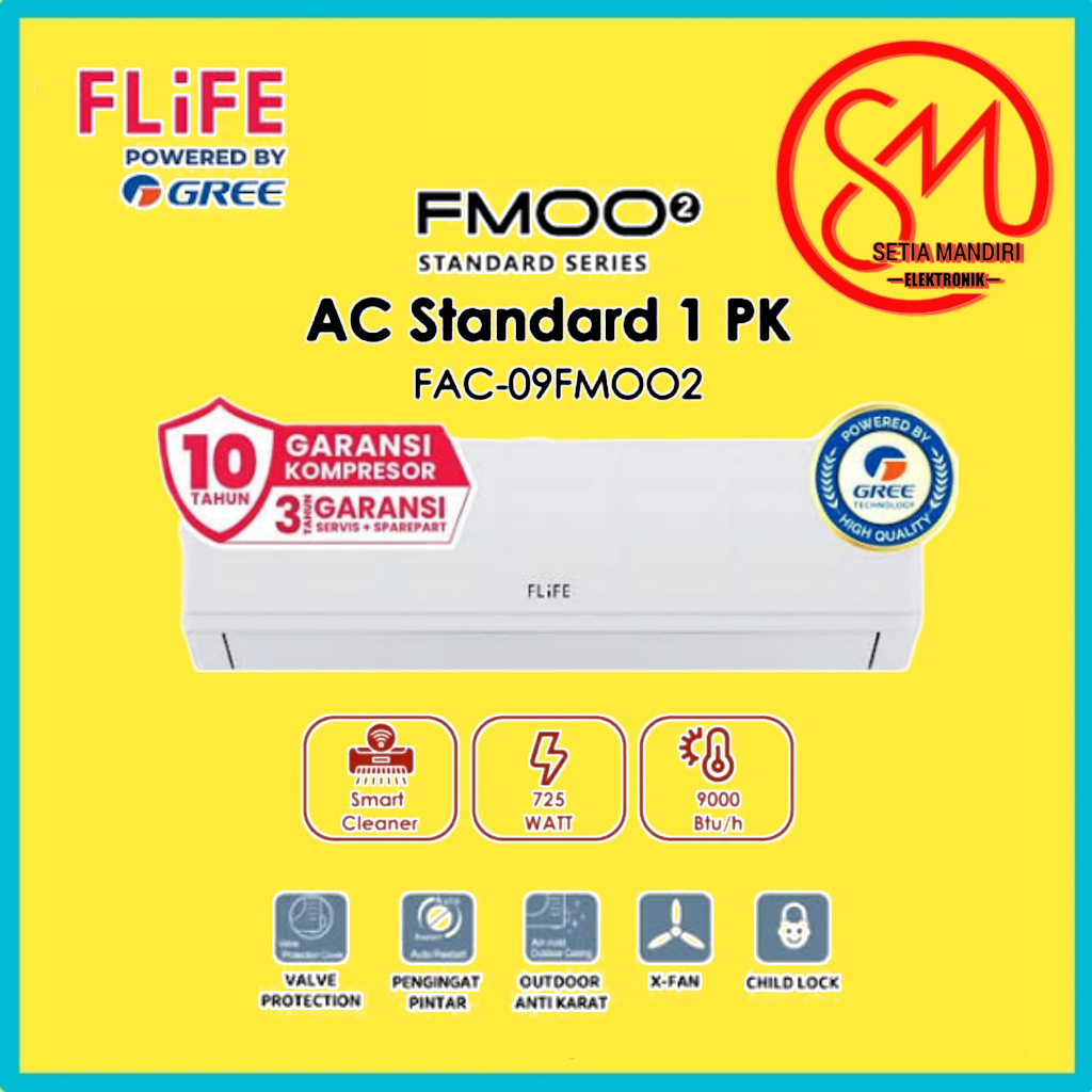 FLIFE by GREE AC 1PK Standard - Turbo Mode - LED Display - Smart Cleaner - Model FAC-09FMOO3